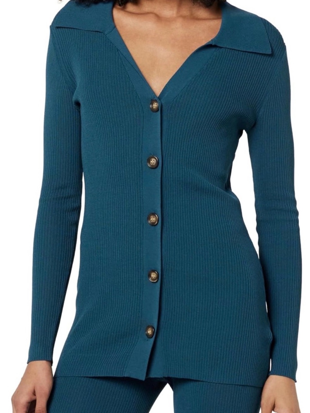 Teal Ribbed Button-Up Women's Sweater Cardigan Size 2X